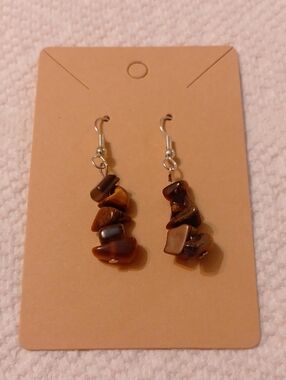 *3/$20* New Tiger's Eye Semi Precious Gem Stone Dangle earrings